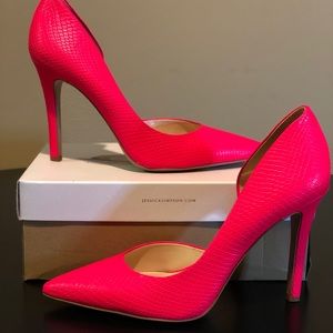 Jessica Simpson Claudette Laser Pink Embossed Reptile Heels